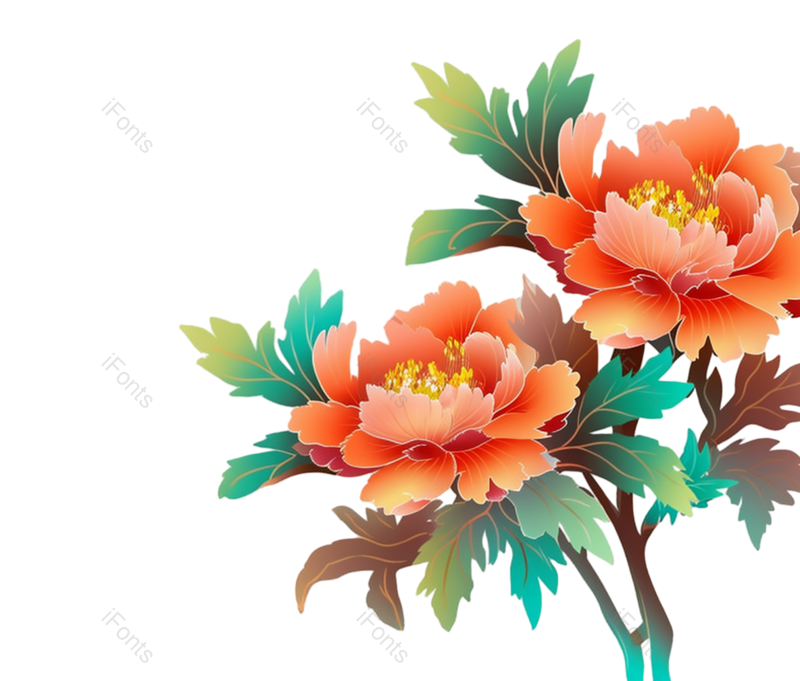 叶子图片,元素元素,红色的花PNG,牡丹免抠素材